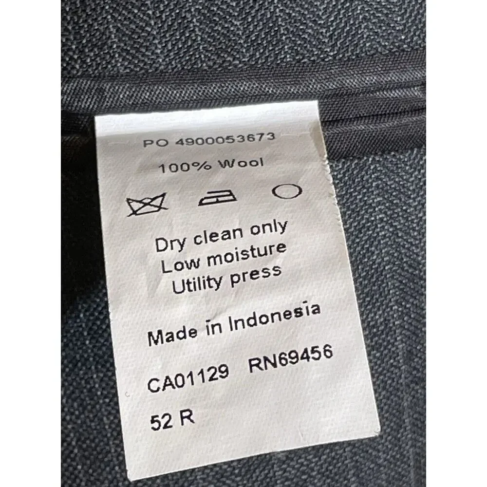 Lauren‎ Ralph Lauren LRL 100% Wool Button Suit Blazer Coat Jacket 52 R Gray